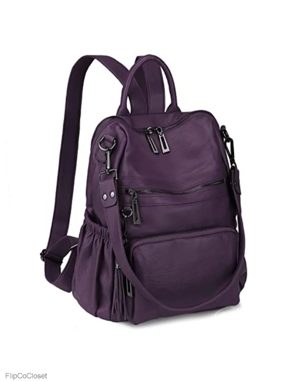 Faux Leather Travel Backpack Purse Tassel Shoulder Bag